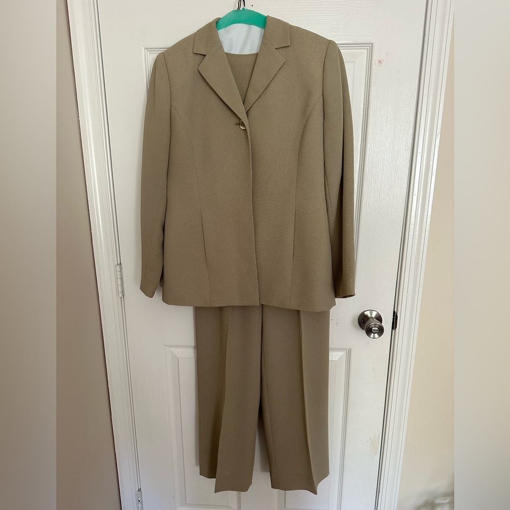 Three Piece Beige Pants Suit